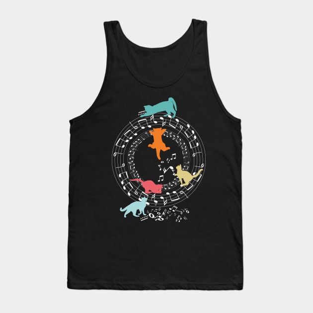 Funny Cats Playing Music Notes Tank Top by DigitalNerd